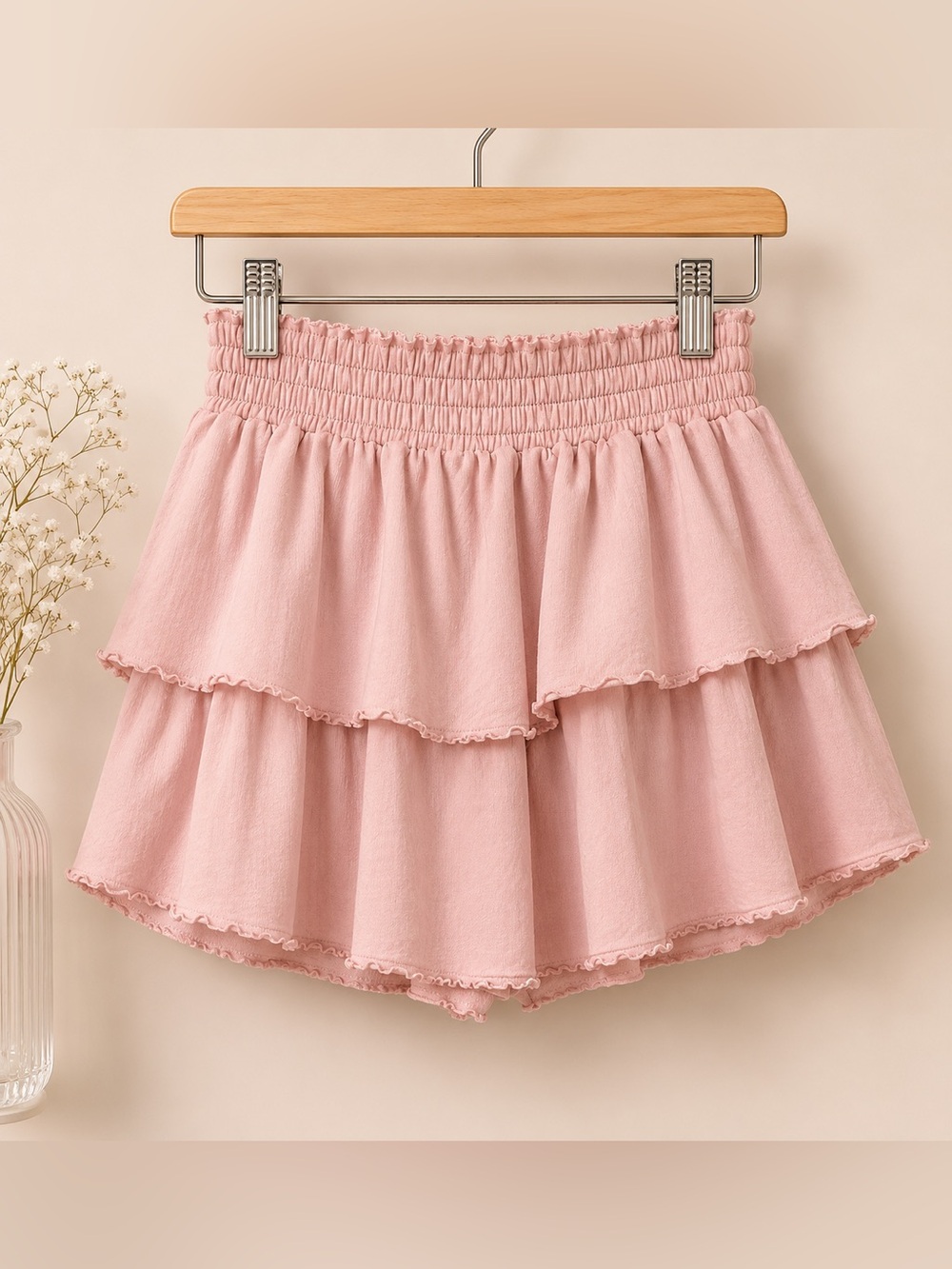 aerie Soft Blush Pink Tiered Ruffle Mini Skirt | XS | GUC